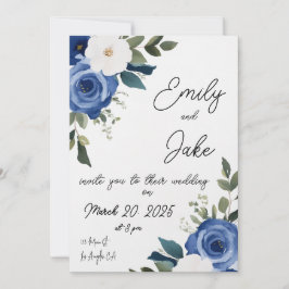 Invitación a la boda floral Blue Pastel