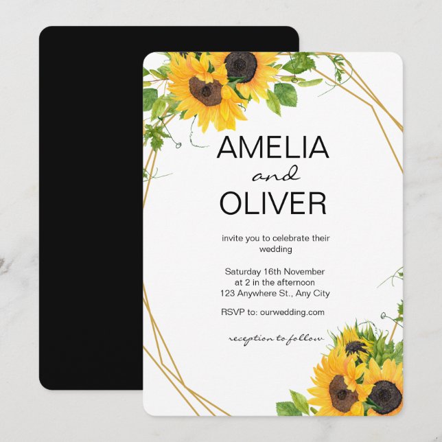 Invitación a la boda floral bohemia (Anverso / Reverso)