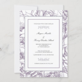 Invitación a la boda floral botánica de Lilac y Gr