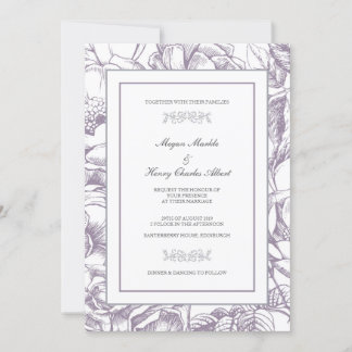 Invitación a la boda floral botánica de Lilac y Gr