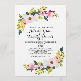 Invitación a la boda Floral color de agua rosa Rub