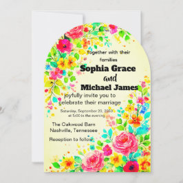 Invitación a la boda floral colorida | Acuarela