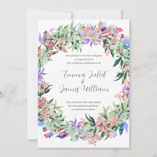Invitación a la boda floral colorida acuarela
