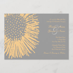Invitación a la boda floral con abstrato amarillo