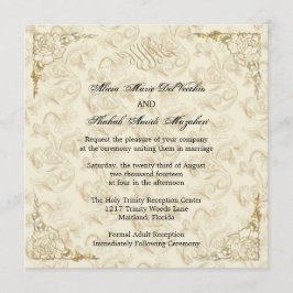 Invitación a la boda floral con acento dorado form