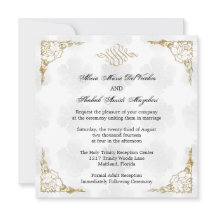Invitación a la boda floral con acento dorado form
