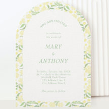 Invitación a la boda floral con acuarela amarilla