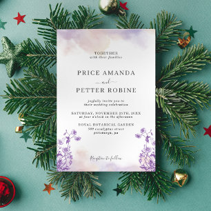 Invitación a la boda floral con acuarela de lavand