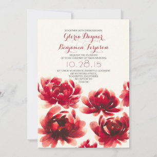 Invitación a la boda floral con acuarela de Peonie