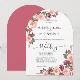 Invitación a la boda floral con acuarela rosa