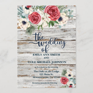 Invitación a la boda floral con acuarela y rustica
