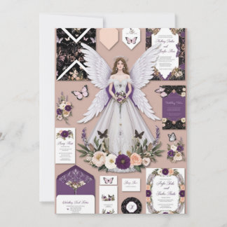 Invitación a la boda floral con ángel