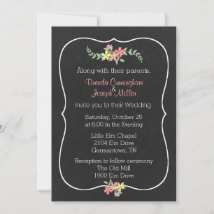 Invitación a la boda floral con aspecto de cartón