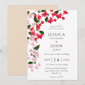 Invitación a la boda floral con Bougainvillea