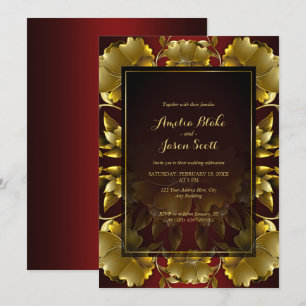 Invitación a la Boda Floral con Dorado Lujoso
