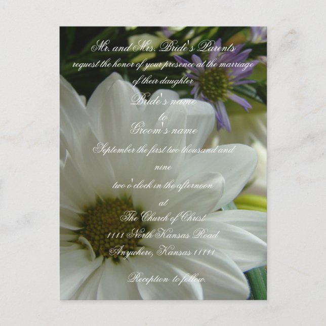 Invitación a la boda floral con escritura (Anverso)