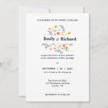 Invitación a la boda floral con flores acuarelas