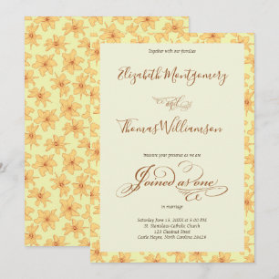 Invitación a la boda floral con mano blanda de col