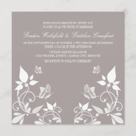 Invitación a la boda floral con mariposa marfil