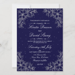 Invitación a la boda floral con ornato de plata