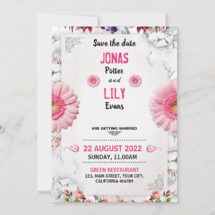 Invitación a la boda floral con Rosa de oro rosado
