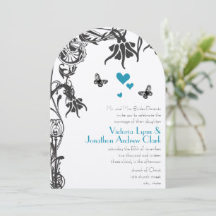 Invitación a la boda floral cristiana Art Deco