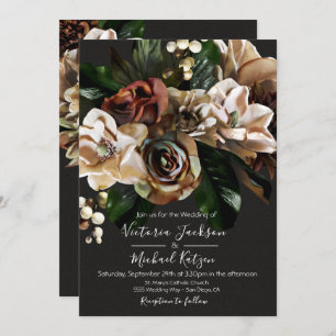 Invitación a la boda floral Dark & Moody