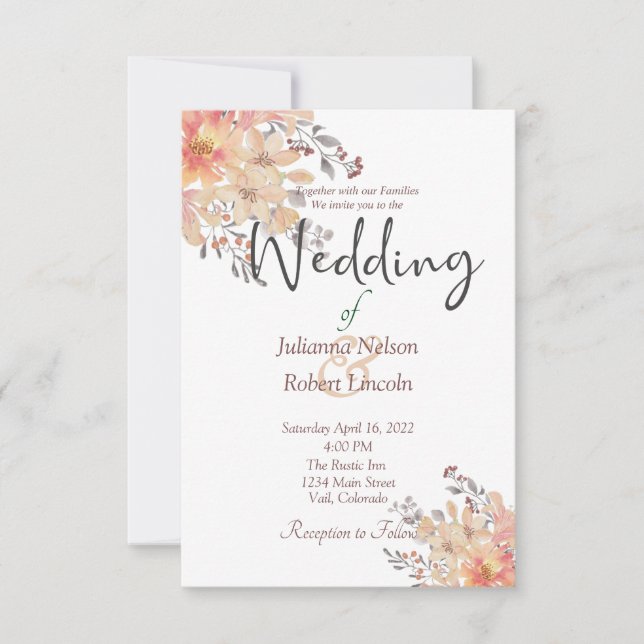 Invitación a la boda floral de acuarela de albaric (Anverso)