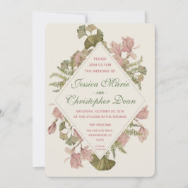 Invitación a la boda floral de acuarela de Ginkgo