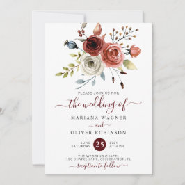 Invitación a la boda floral de acuarela de la mezc