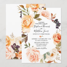 Invitación a la boda floral de acuarela de otoño r