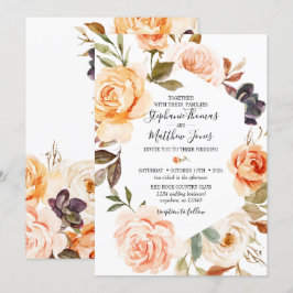 Invitación a la boda floral de acuarela de otoño r