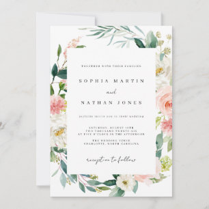 Invitación a la boda floral de acuarela de primave