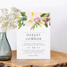 Invitación a la boda floral de acuarela de Rubor d