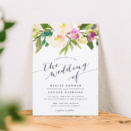 Invitación a la boda floral de acuarela de Rubor d