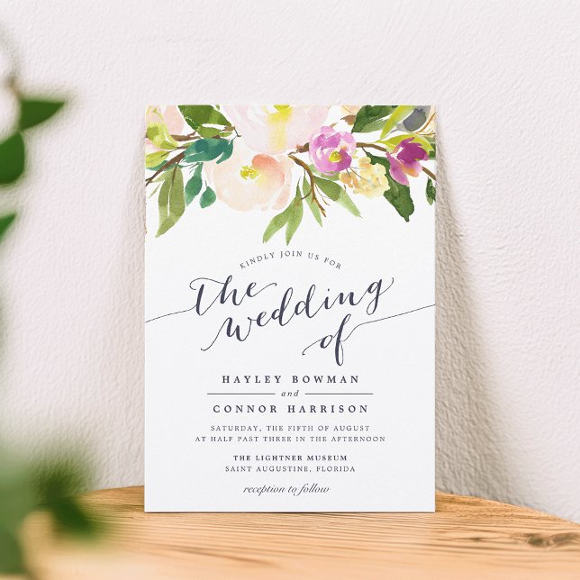 Invitación a la boda floral de acuarela de Rubor d (Subido por el creador)