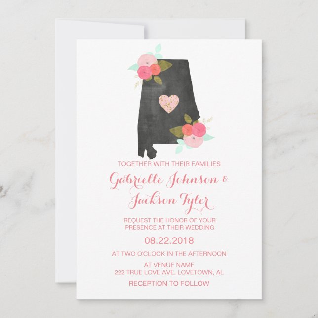 Invitación a la boda floral de acuarela del estado (Anverso)