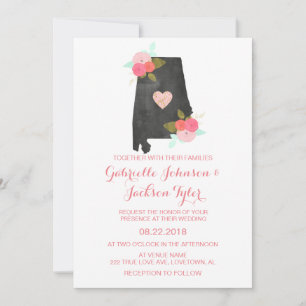 Invitación a la boda floral de acuarela del estado