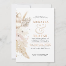 Invitación a la boda floral de acuarela dorada