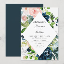 Invitación a la boda floral de acuarela encantada