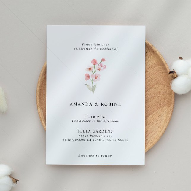 Invitación a la boda floral de acuarela minimalist (Subido por el creador)