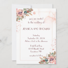 Invitación a la boda floral de acuarela romántica
