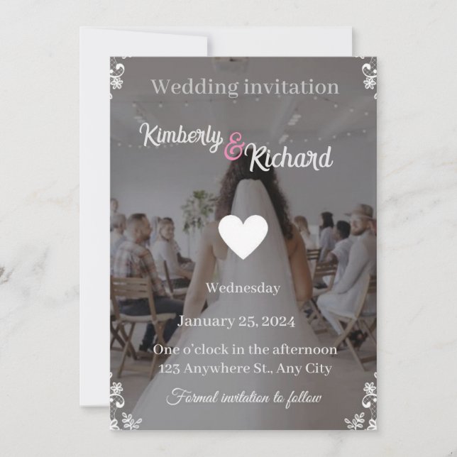 Invitación a la boda floral de acuarela romántica" (Anverso)