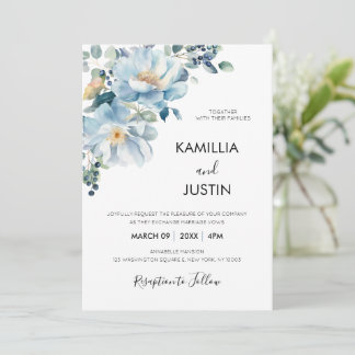 Invitación a la boda floral de acuarela romántica