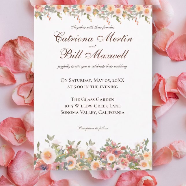 Invitación a la boda floral de acuarela romántica (Subido por el creador)
