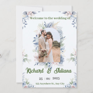 Invitación a la boda floral de acuarela romántica"