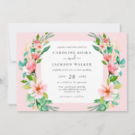 Invitación a la boda floral de acuarela tropical