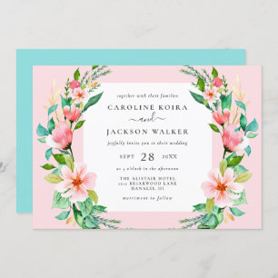 Invitación a la boda floral de acuarela tropical