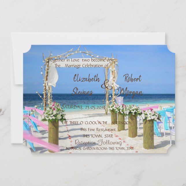Invitación a la Boda Floral de Adorable Beach Arbo (Anverso)