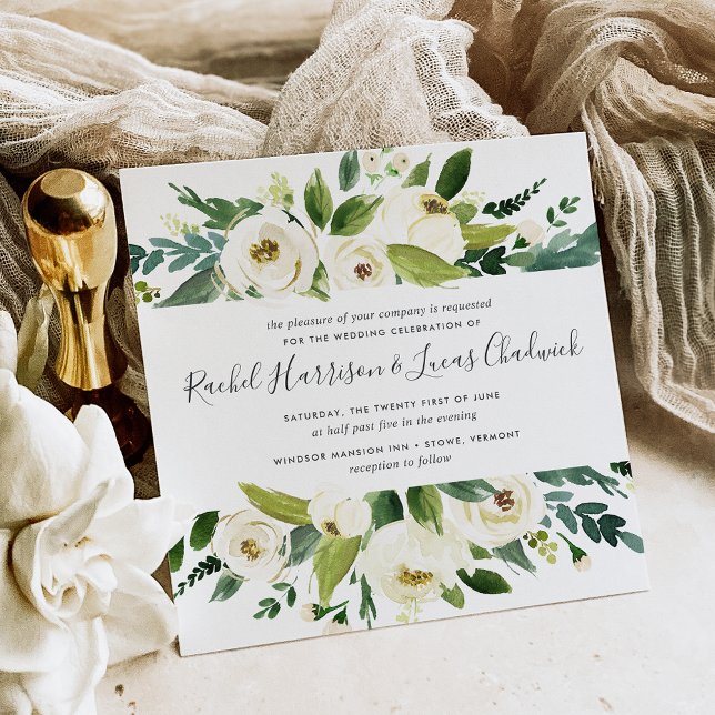 Invitación a la boda floral de Alabaster | Cuadrad (Subido por el creador)